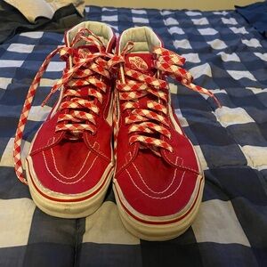 Vans Red Sneakers with White high tops